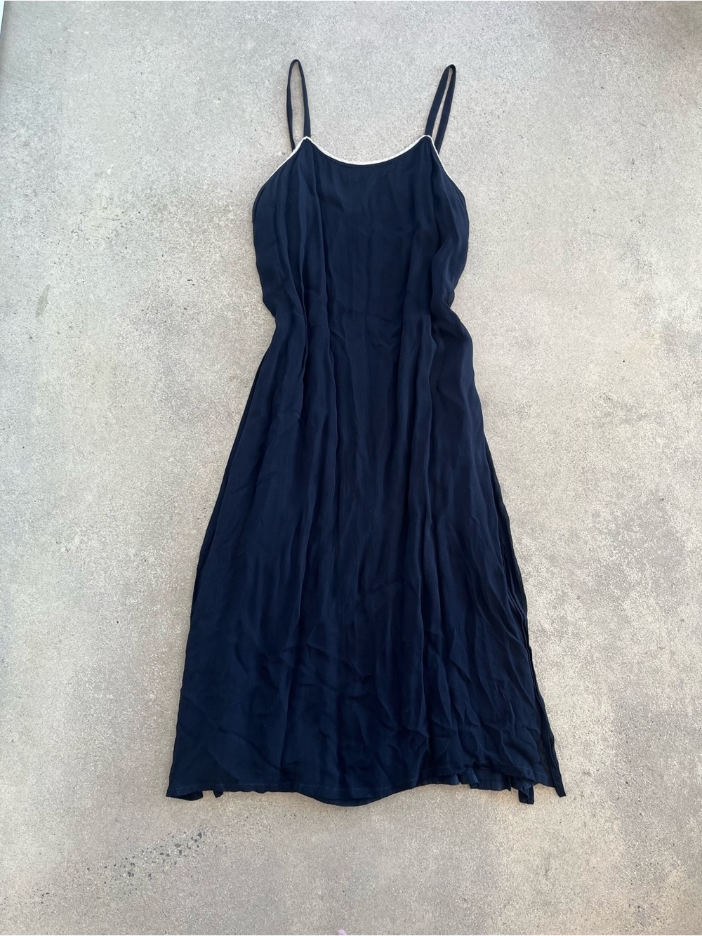 Vintage Poems by Esteem Navy Slip Maxi Dress | Lace Trim Neckline | Size 12